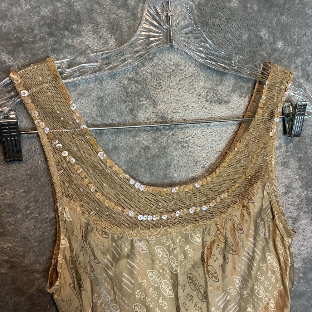Old Navy Womens Silk Beaded Tank Top M Boho Y2K 2000s Whimsigoth Fairy Grunge